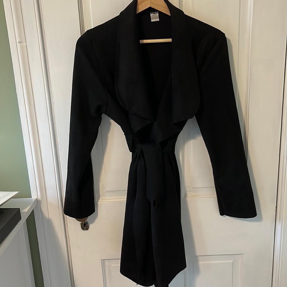 Suede drape coat